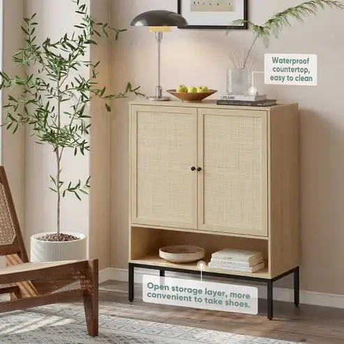 Brand New 39.5' Rattan Shoe Storage Cabinet 2-Door $149 - Photo 6