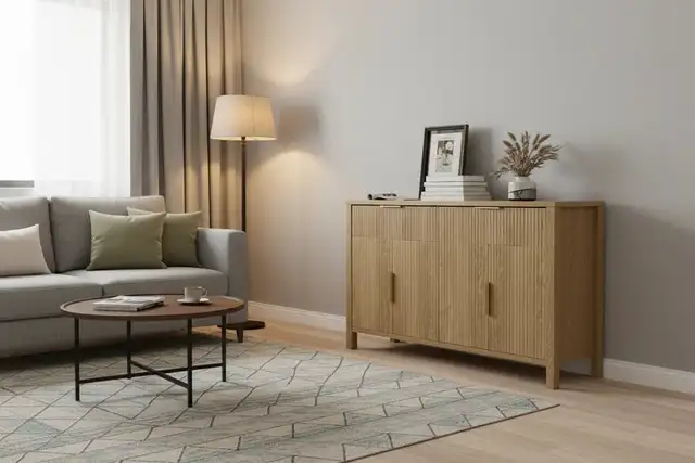 Brand New 55" Oak Chest of Drawers with 4 doors Sideboard $199