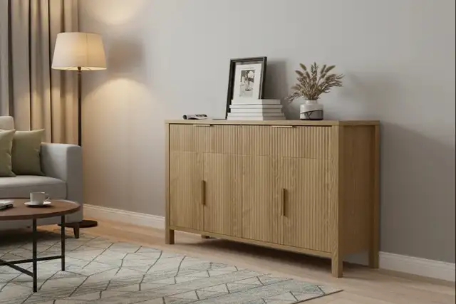 Brand New 55" Oak Chest of Drawers with 4 doors Sideboard $199 - Photo 5