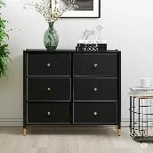 Brand New Black Luxury PU Leather 6-Drawer Dresser $69