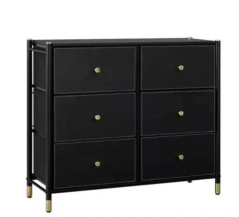 Brand New Black Luxury PU Leather 6-Drawer Dresser $69 - Photo 2