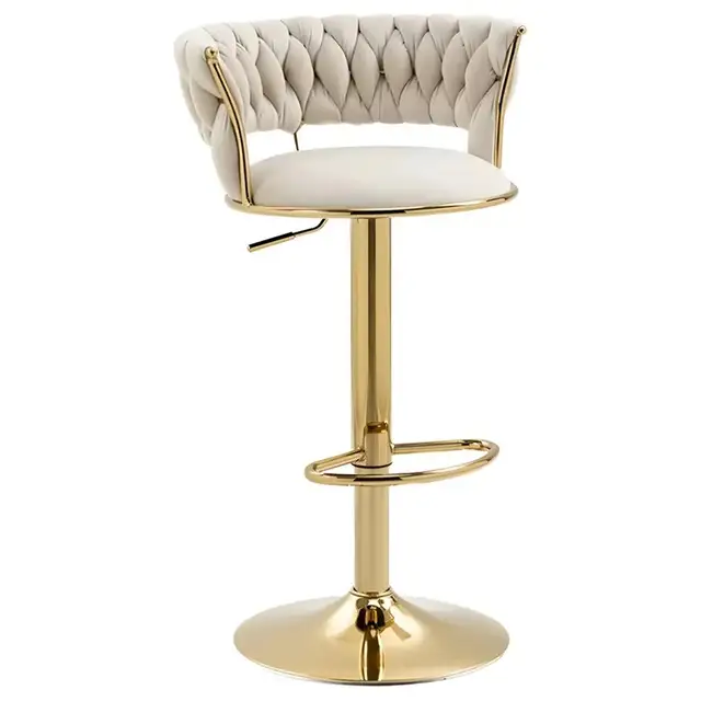Brand New Velvet Adjustable Barstool with Golden base $89