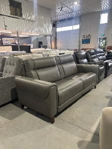 Grey leather power reclining sofa - Photo 2