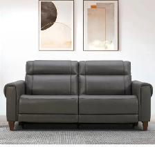 Grey leather power reclining sofa - Photo 3