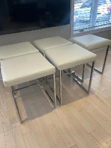 5 white faux leather bar stools $250