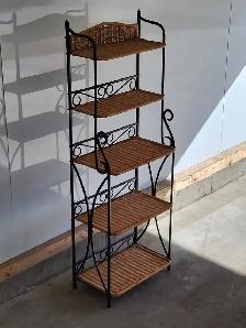 Wrought Iron & Wicker Shelf Unit / Storage Rack (5-Tier)