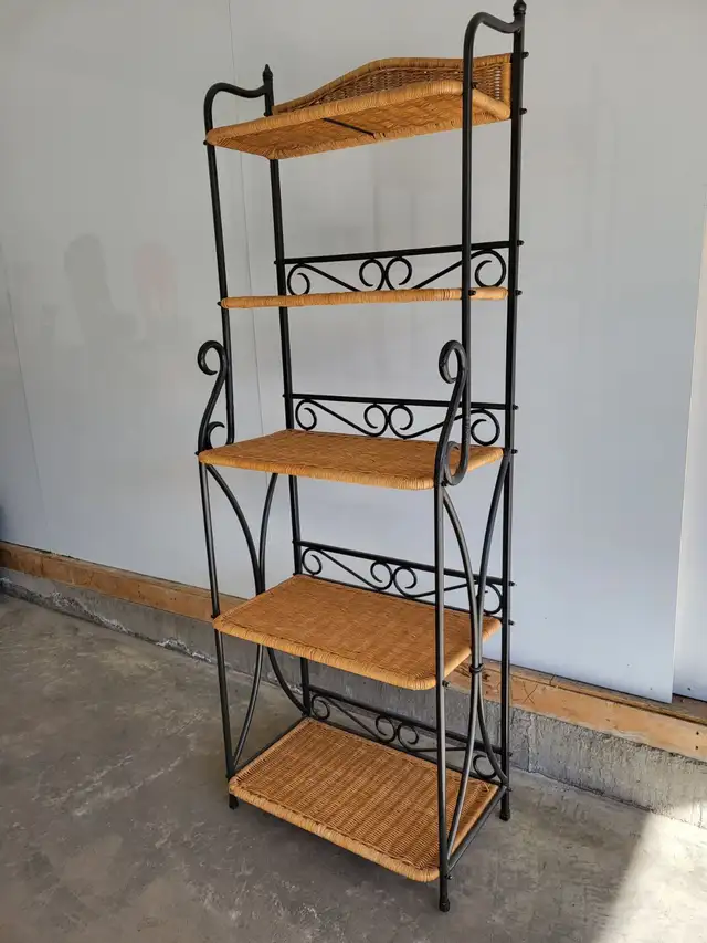 Wrought Iron & Wicker Shelf Unit / Storage Rack (5-Tier) - Photo 2