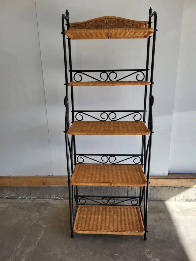 Wrought Iron & Wicker Shelf Unit / Storage Rack (5-Tier) - Photo 3