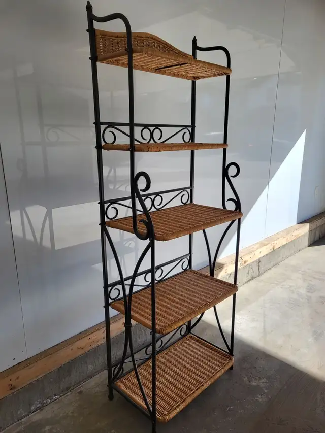 Wrought Iron & Wicker Shelf Unit / Storage Rack (5-Tier) - Photo 4