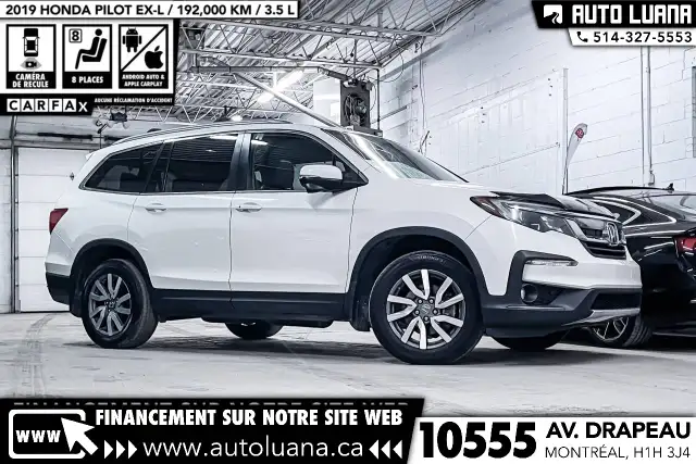 2019 HONDA Pilot EX-L AWD/CARPLAY/CAMERA/ANGLE MORT/CUIR/8 PLACE