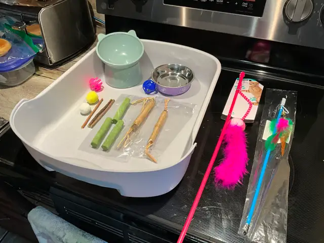 Litière à tiroir et deux portes   pelle   jouets   coussins - Photo 4