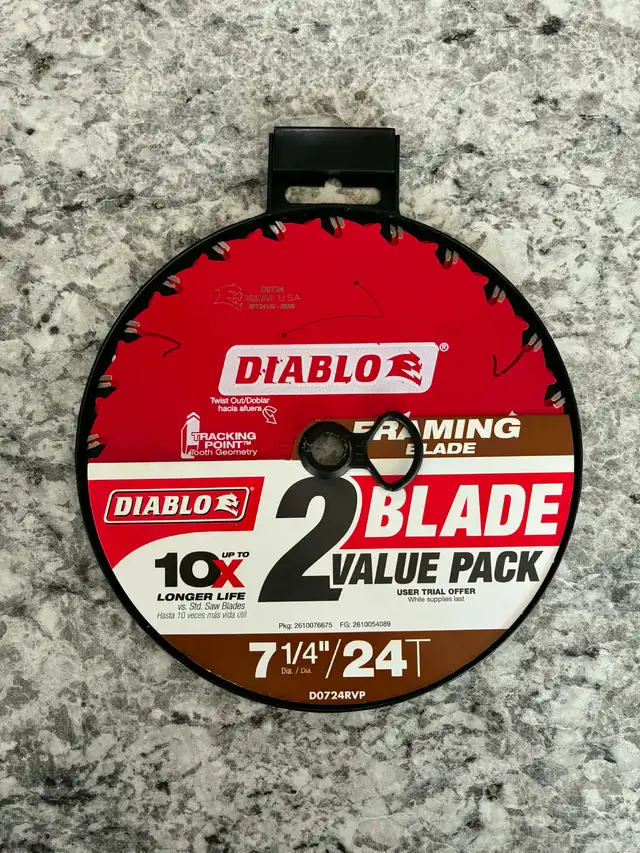 New 2 Pack Of Diablo 7-1/4' 24T Circular Saw Blades