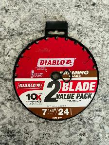 New 2 Pack Of Diablo 7-1/4' 24T Circular Saw Blades
