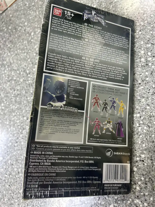 Bandai Power Rangers 2016 Movie Black Ranger Boxed - Photo 3