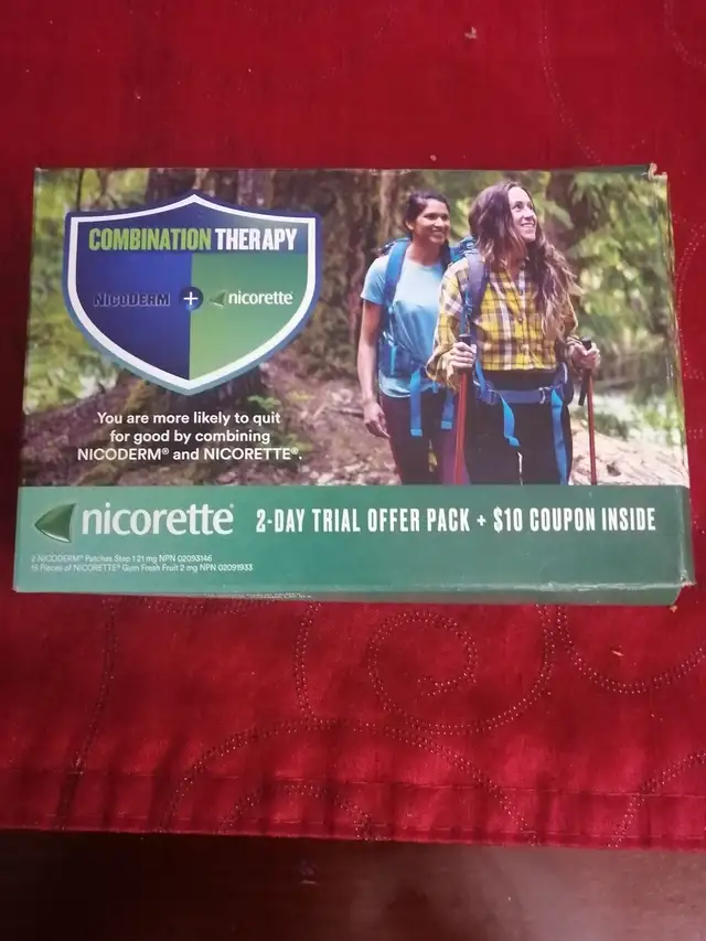 Nicorette gum pack with $10 coupon inside