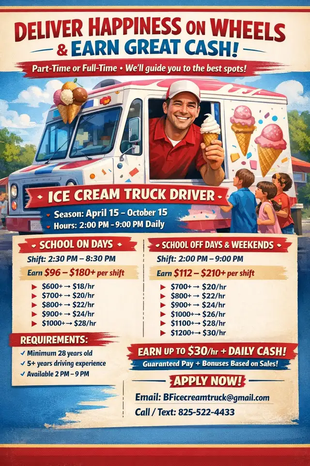 Ice Cream Truck Drivers Wanted
