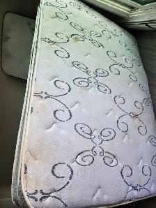 1 Queen size matress with wooden box (box is still in plastic),