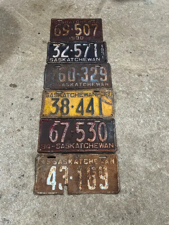 1930’s Saskatchewan license plates