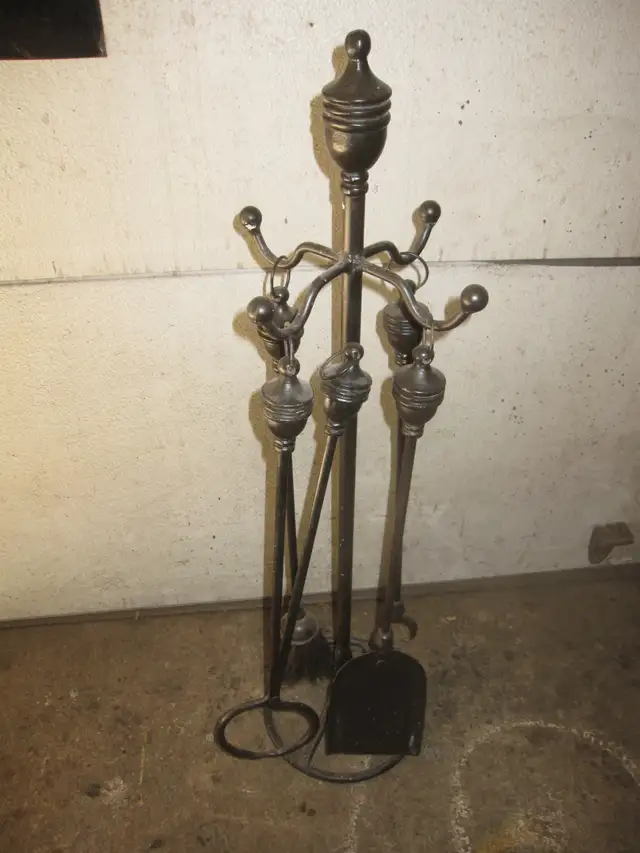 FIREPLACE WOOD STOVE TOOL SET CAST IRON