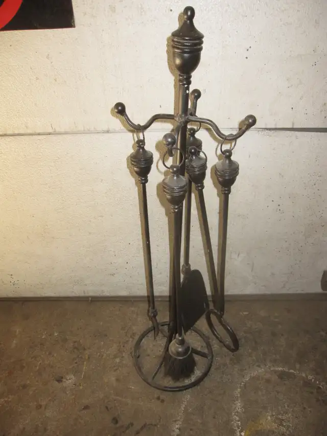 FIREPLACE WOOD STOVE TOOL SET CAST IRON - Photo 2