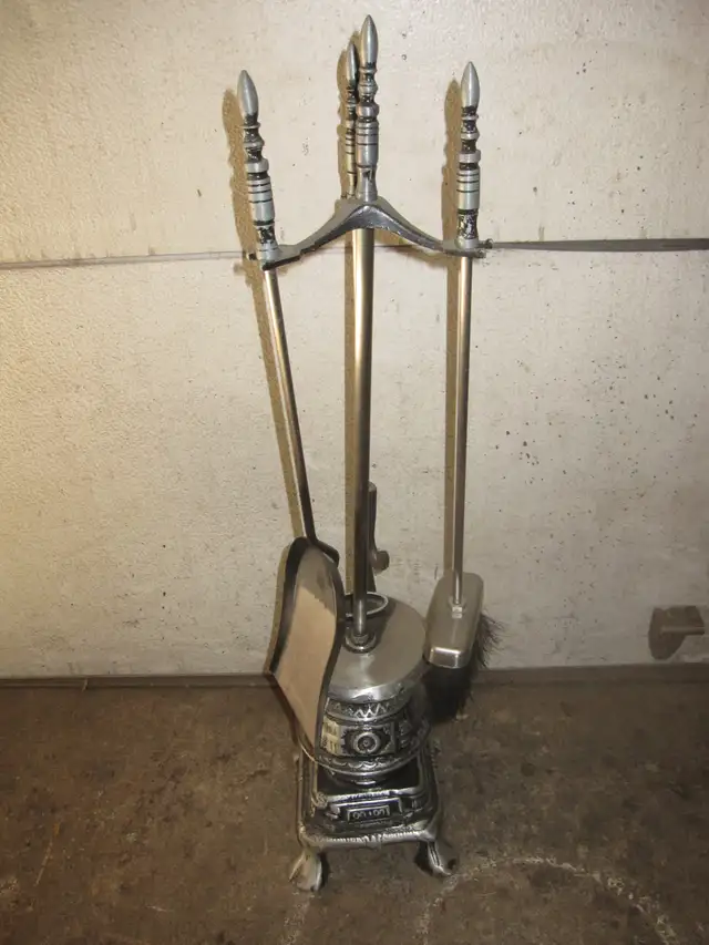 FIREPLACE WOOD STOVE TOOL SET CAST IRON - Photo 3