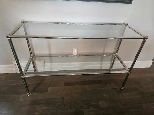 sofa table glass chrome