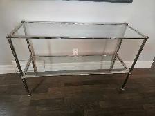 sofa table glass chrome