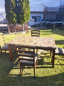Brown Marble Dining Table Set