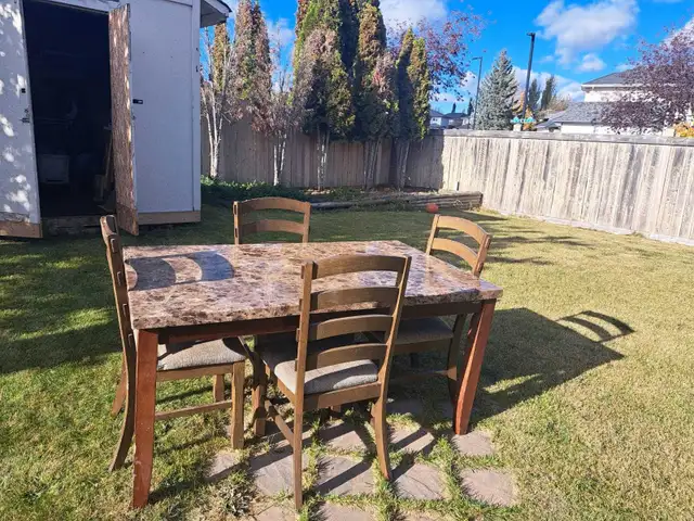 Brown Marble Dining Table Set - Photo 7
