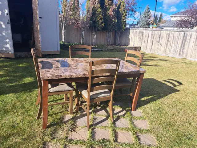 Brown Marble Dining Table Set - Photo 8