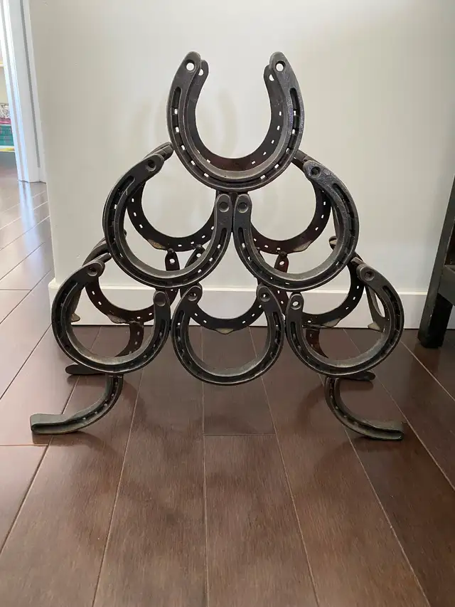 Wine Rack , Rustic Farmhouse / Western themed from horseshoes
