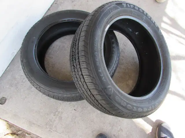 Pair of 225/55-18 Firestone All Seasons tires80%   tread - Photo 3