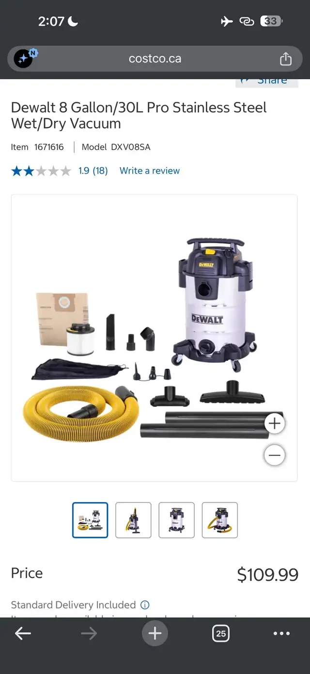 dewalt Costco shop vac