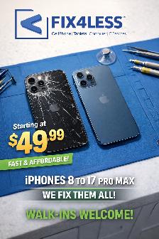 iPhone Back Glass Repair $49.99  (iPhone 8 to 17 Pro Max)