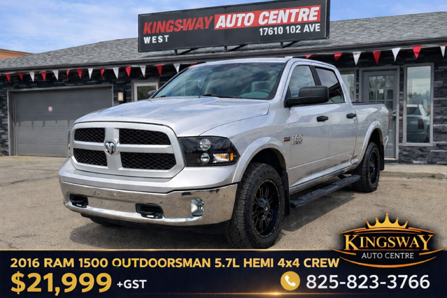 2016 RAM 1500 OUTDOORSMAN – 5.7L HEMI V8 – 4X4- ACCIDENT FREE