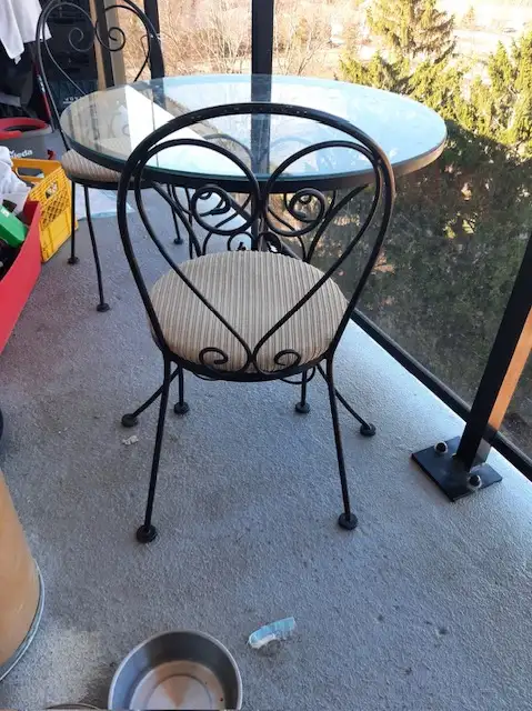 Cast Iron Table and 2 Chairs with a Plant Stand. - Photo 2