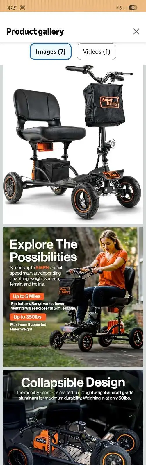 $500 4 wheel mobility scooter SuperHandy 2025 - Photo 2