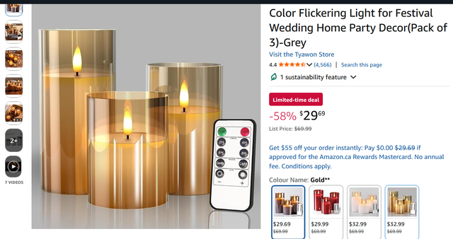(New)Glass Battery Operated LED Flameless Candles with Remote an - Photo 2