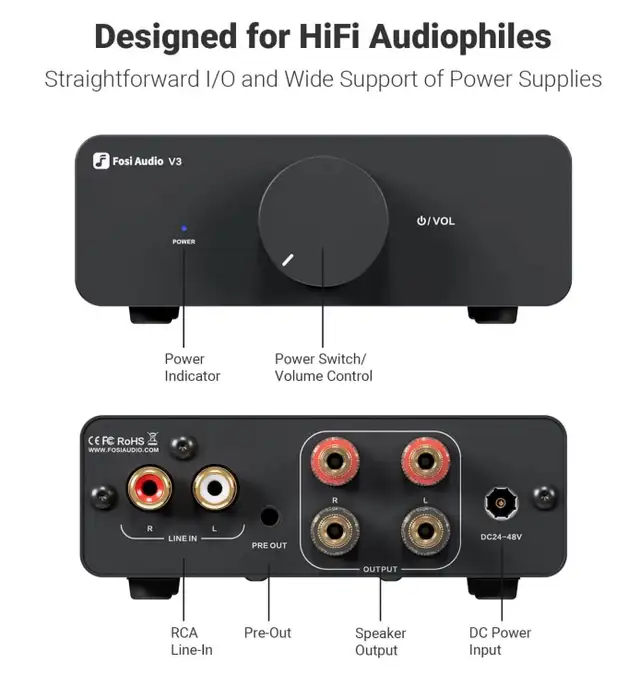 Amplificateur Fosi Audio V3 (36 volts)   préamp. Douk Audio P2 - Photo 3