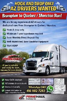 AZ driver Brampton to Quebec hook and drop