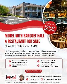 Motel for Sale 1 hr from Sudbury, with Banquet hall
