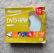 BRAND NEW 3 PK MEMOREX REWRITABLE DVD RW WITH COVER