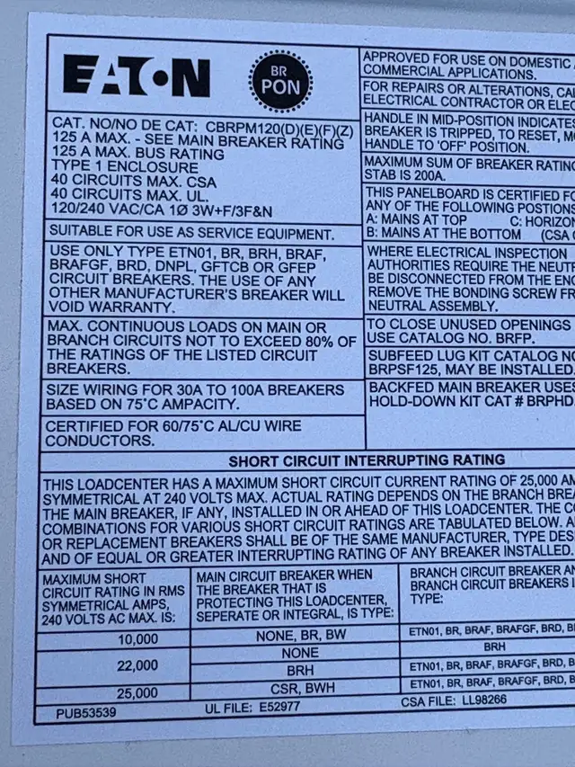 Eaton Electrical Panel - Photo 4