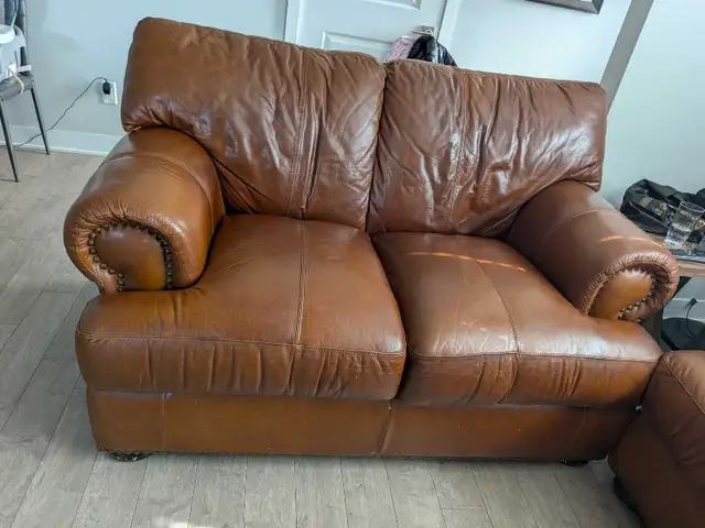 divant brun en cuire brut - Photo 3