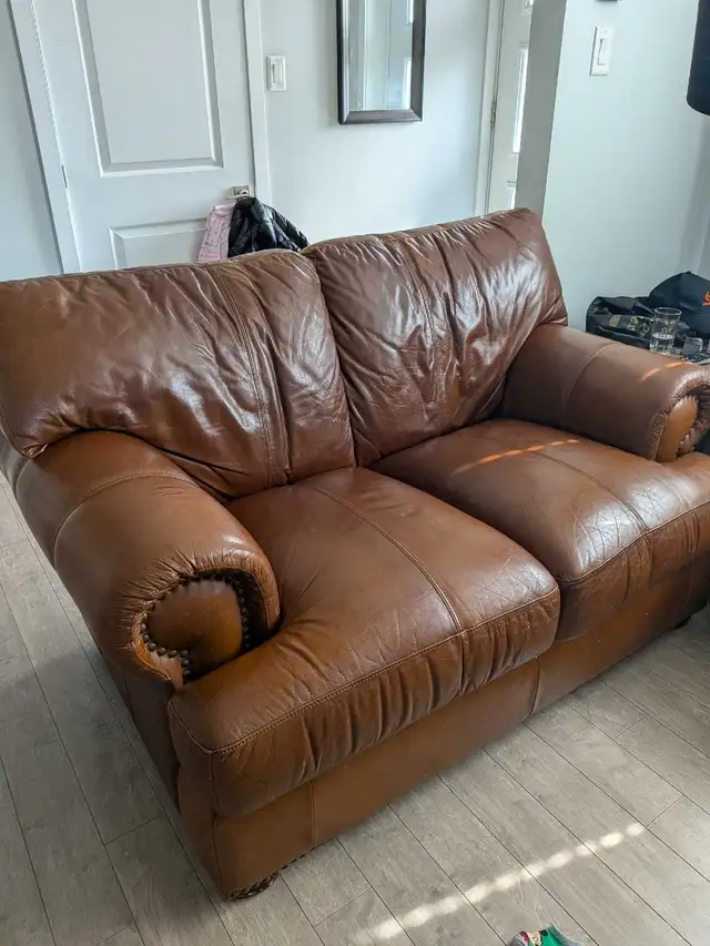 divant brun en cuire brut - Photo 4