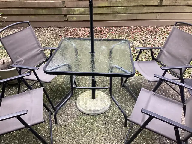 Patio Table Set, 4 Chairs, Table, Umbrella & Base - Photo 2