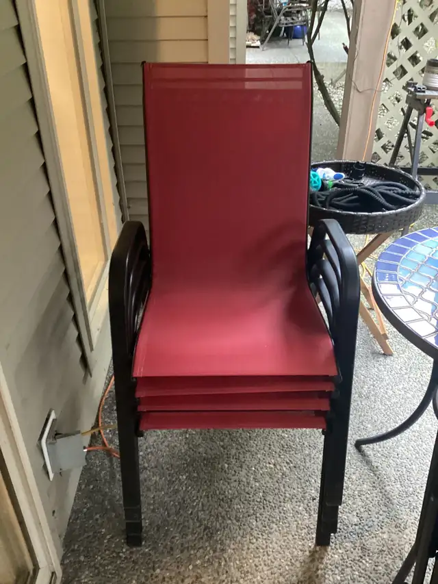 Set of 4 Red Stackable Patio Chairs