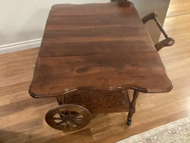 Antique Wooden Tea Wagon - Photo 6