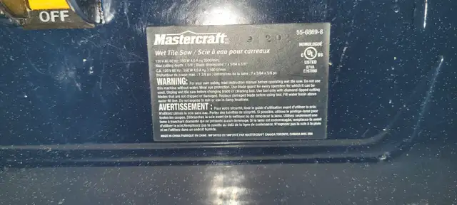 WET TILE SAW – 7 INCH – MASTERCRAFT - Photo 4
