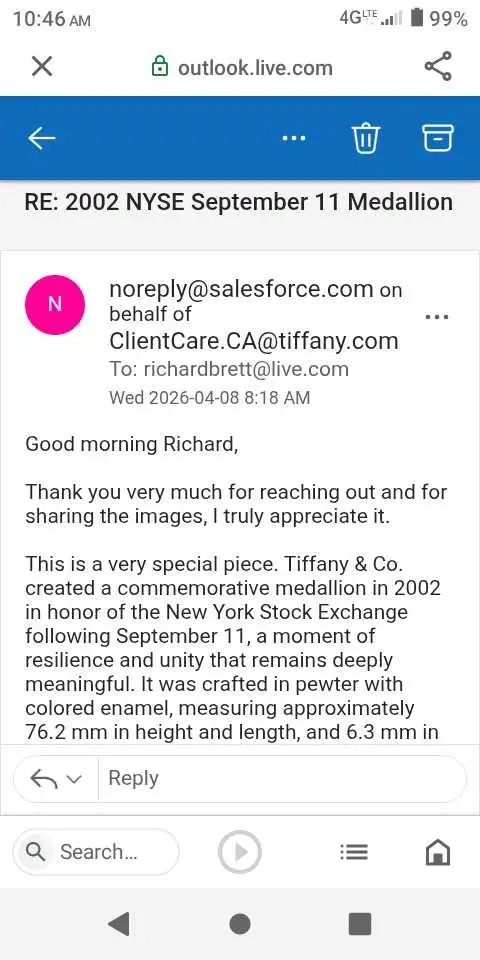 Tiffany NYSE 2002 9 / 11 Commemorative Medal Coin - Photo 6